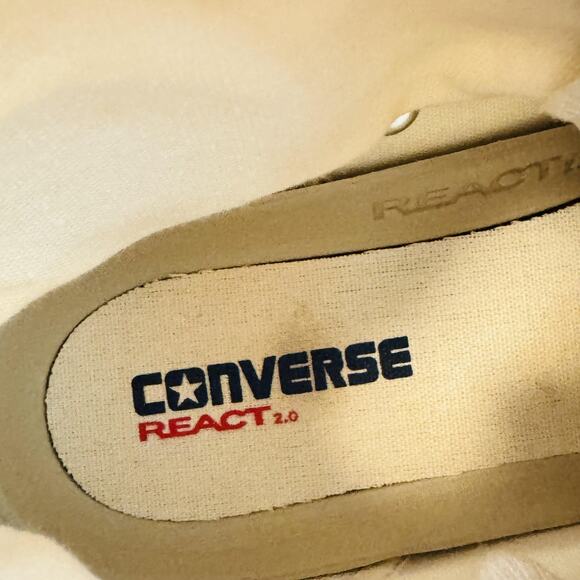 Converse Shoes Men 7.5 White Canvas All Star React 2.0 Footbed High Top Cat Face - Picture 11 of 13